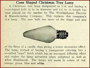 A 1920 magazine ad for the 'new' cone-shaped bulbs. Click for bigger photo.