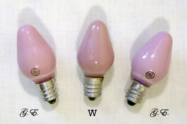 C7 Pink Bulbs by GE and Westinghouse.